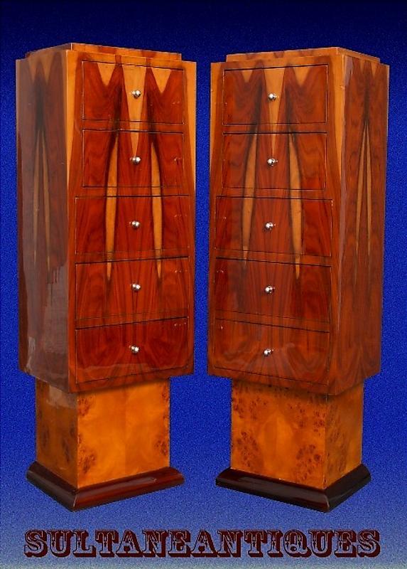 Unique Rosewood High commodes /stands Art Deco inspired