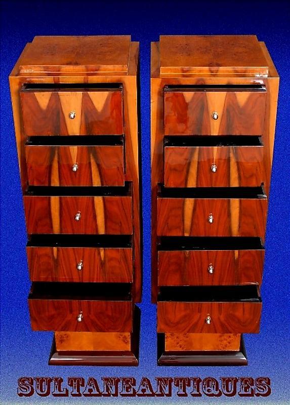 Unique Rosewood High commodes /stands Art Deco inspired