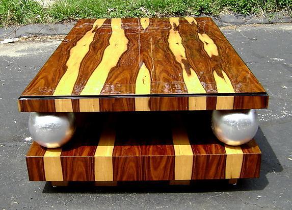 Large 60 inches Coffee Table Art Deco Exotic Rosewood