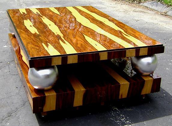 Large 60 inches Coffee Table Art Deco Exotic Rosewood