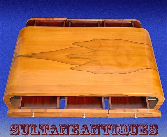 Large Cherry wood Art Deco coffee table