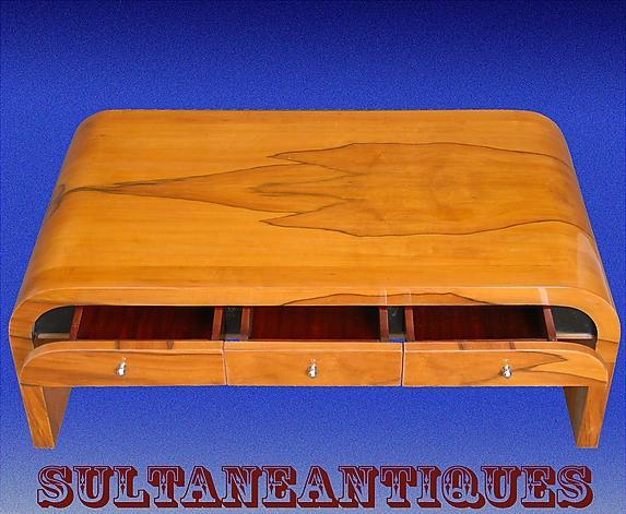 Large Cherry wood Art Deco coffee table
