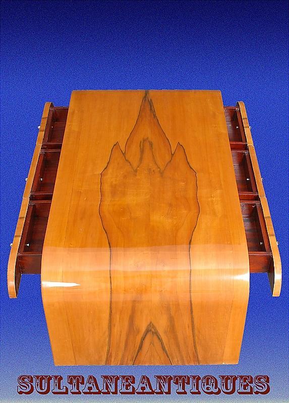 Large Cherry wood Art Deco coffee table