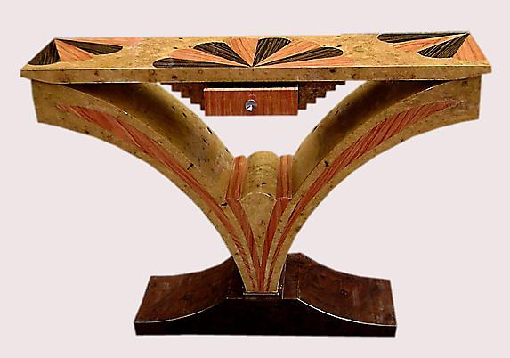 Art Deco style exotic woods console