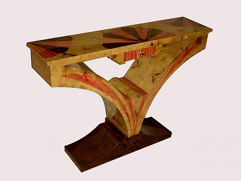 Art Deco style exotic woods console