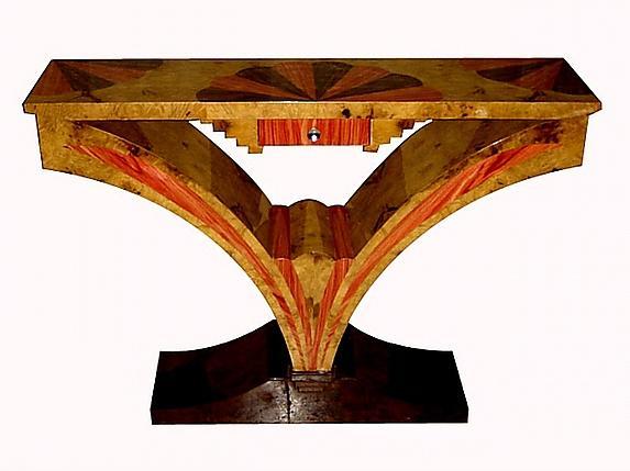 Art Deco style exotic woods console