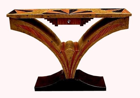 Art Deco style exotic woods console