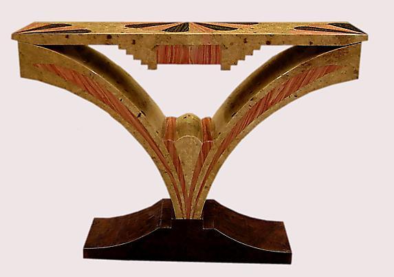 Art Deco style exotic woods console