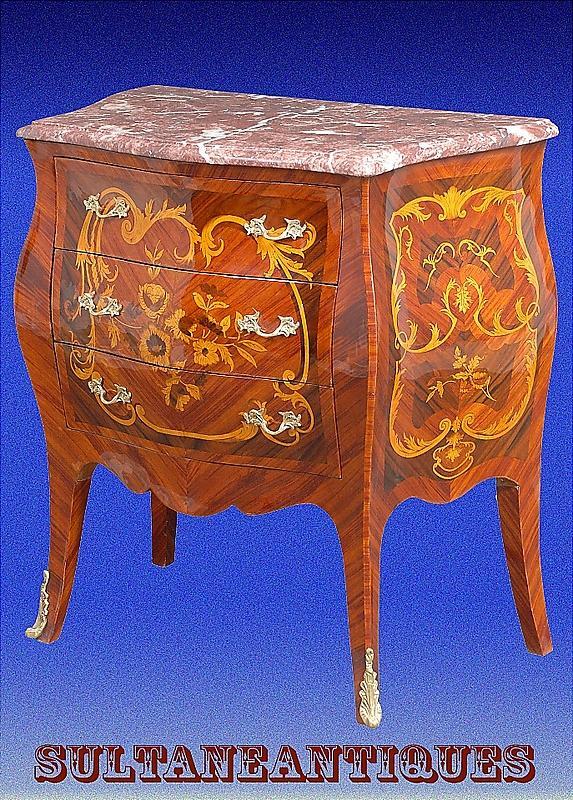 MINT Marble top marquetry Louis XV style Commode