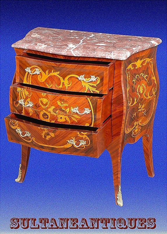 MINT Marble top marquetry Louis XV style Commode