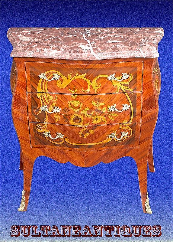 MINT Marble top marquetry Louis XV style Commode