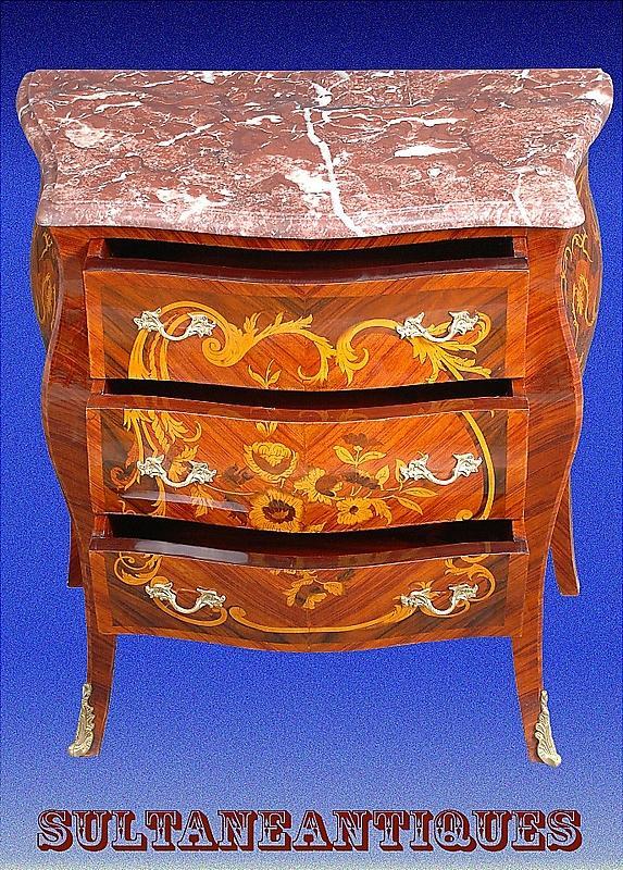 MINT Marble top marquetry Louis XV style Commode