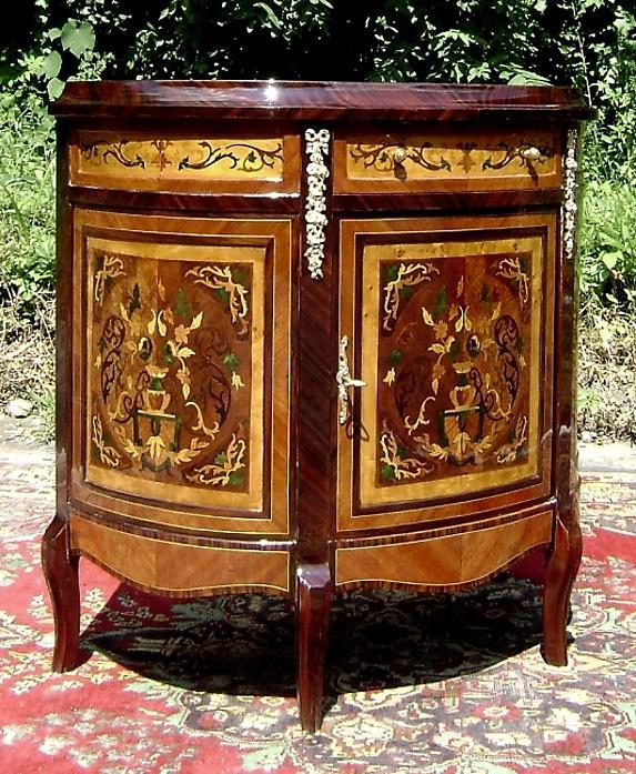 Unusual Florentine Italian Style Marquetry Sideboard
