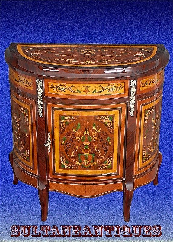 Unusual Florentine Italian Style Marquetry Sideboard