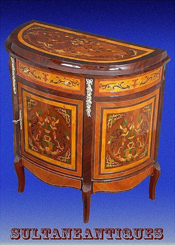 Unusual Florentine Italian Style Marquetry Sideboard