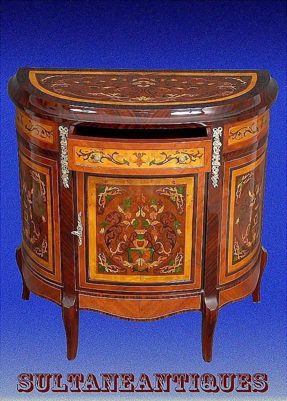 Unusual Florentine Italian Style Marquetry Sideboard