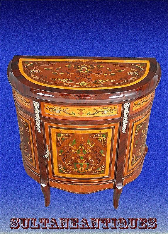 Unusual Florentine Italian Style Marquetry Sideboard