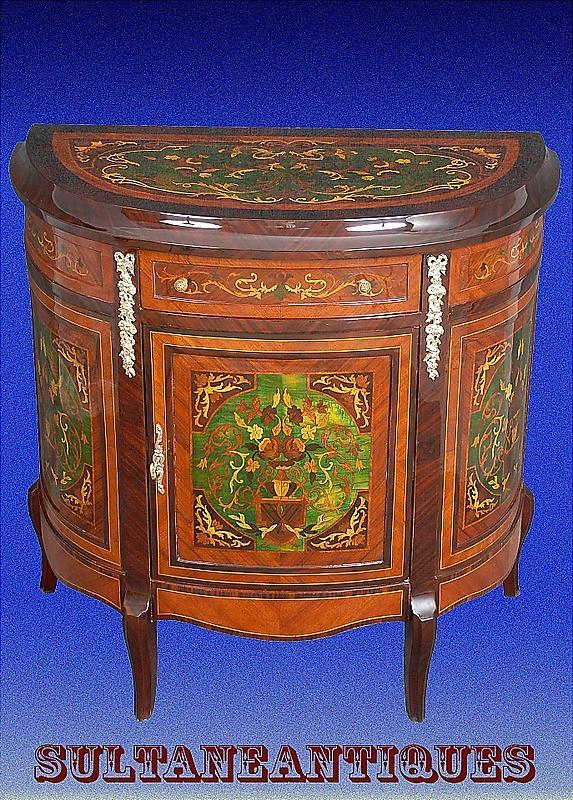Unusual Florentine Italian Style Marquetry Sideboard