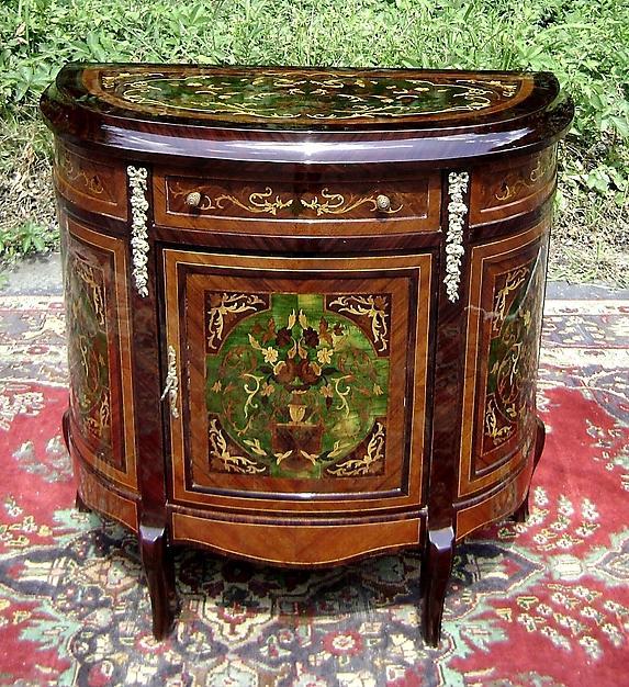 Unusual Florentine Italian Style Marquetry Sideboard