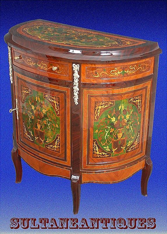 Unusual Florentine Italian Style Marquetry Sideboard