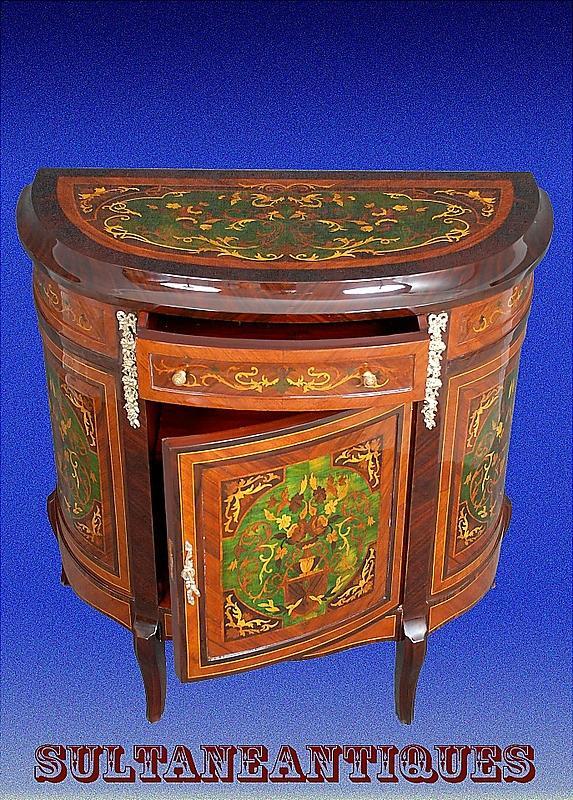 Unusual Florentine Italian Style Marquetry Sideboard