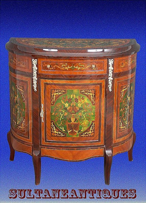 Unusual Florentine Italian Style Marquetry Sideboard