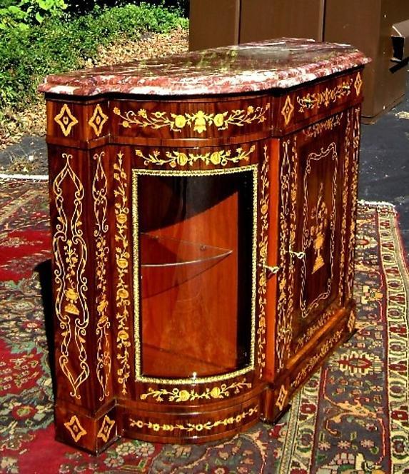 Rosewood Victorian style marquetry Credenza