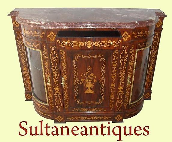 Rosewood Victorian style marquetry Credenza