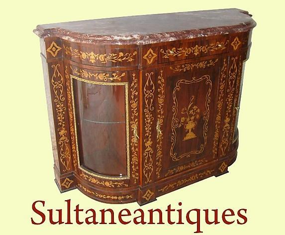 Rosewood Victorian style marquetry Credenza