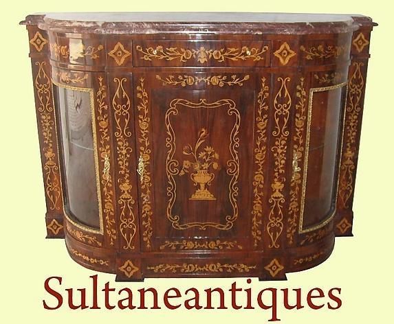 Rosewood Victorian style marquetry Credenza