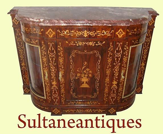 Rosewood Victorian style marquetry Credenza
