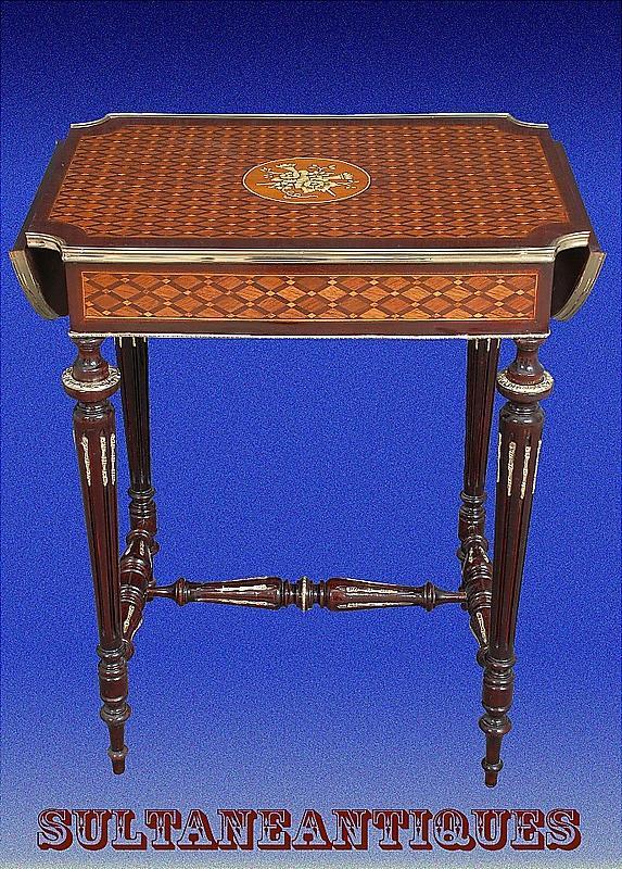 Large Louis XVI Marquetry ornate sofa table