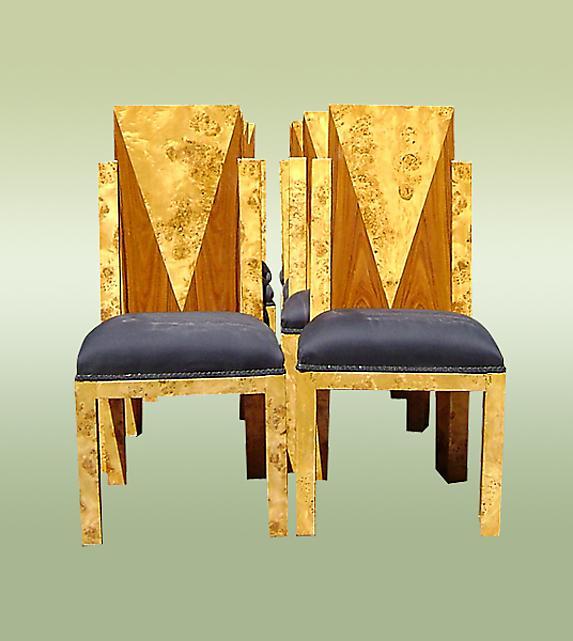 Set of 8 Art Deco style two toned Chairs