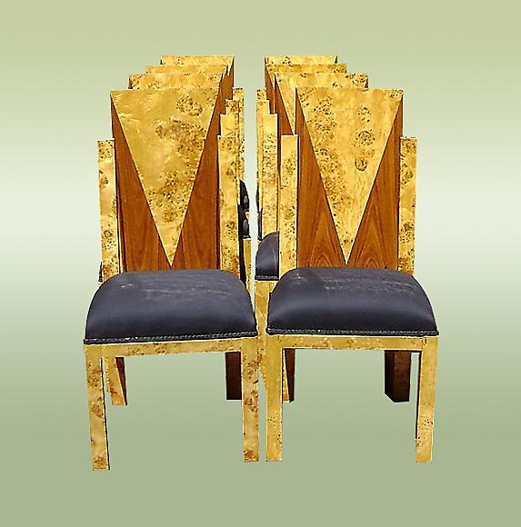 Set of 8 Art Deco style two toned Chairs