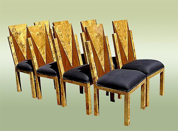 Set of 8 Art Deco style two toned Chairs