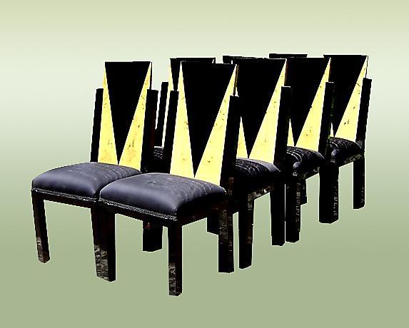 Set of 8 Art Deco style two toned Chairs