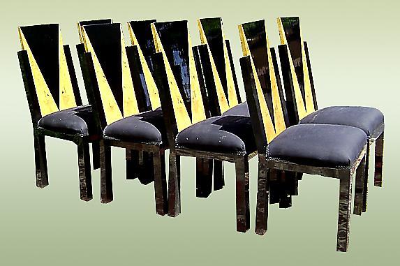 Set of 8 Art Deco style two toned Chairs