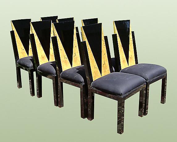 Set of 8 Art Deco style two toned Chairs