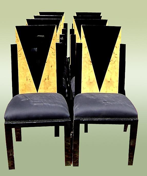 Set of 8 Art Deco style two toned Chairs