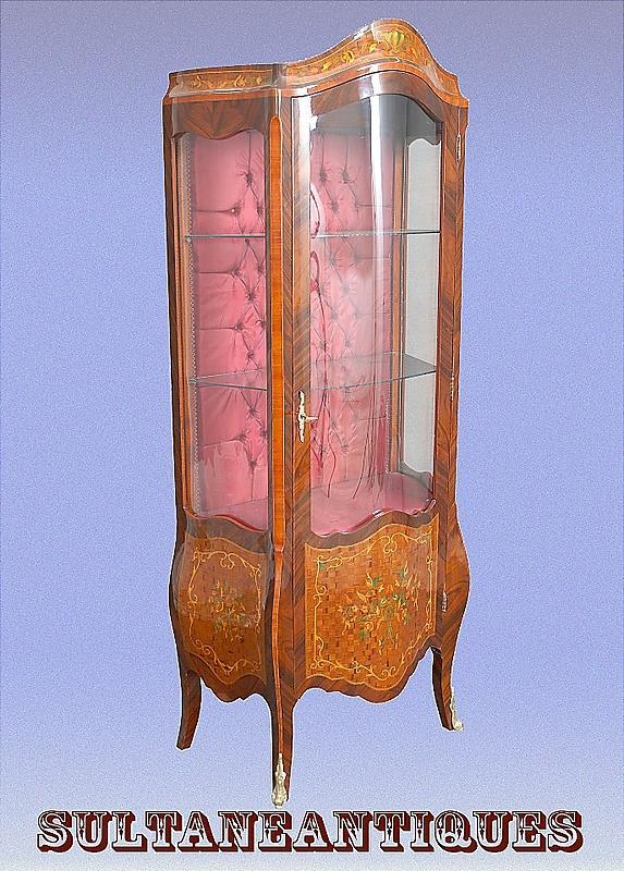 Classy Marquetry Louis XV style China Cabinet.