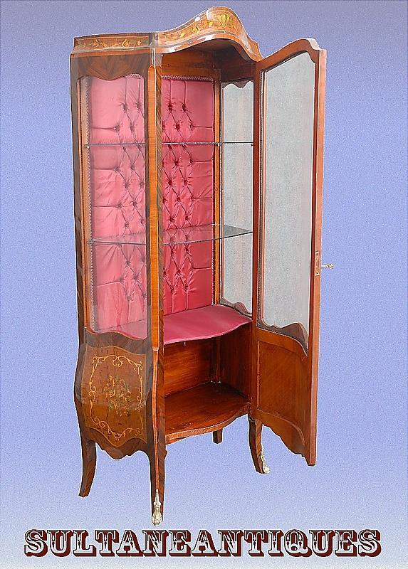 Classy Marquetry Louis XV style China Cabinet.