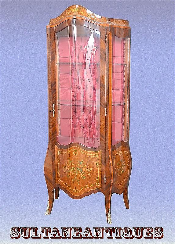 Classy Marquetry Louis XV style China Cabinet.