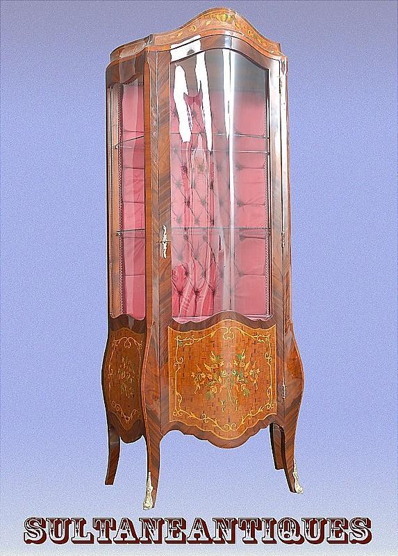 Classy Marquetry Louis XV style China Cabinet.