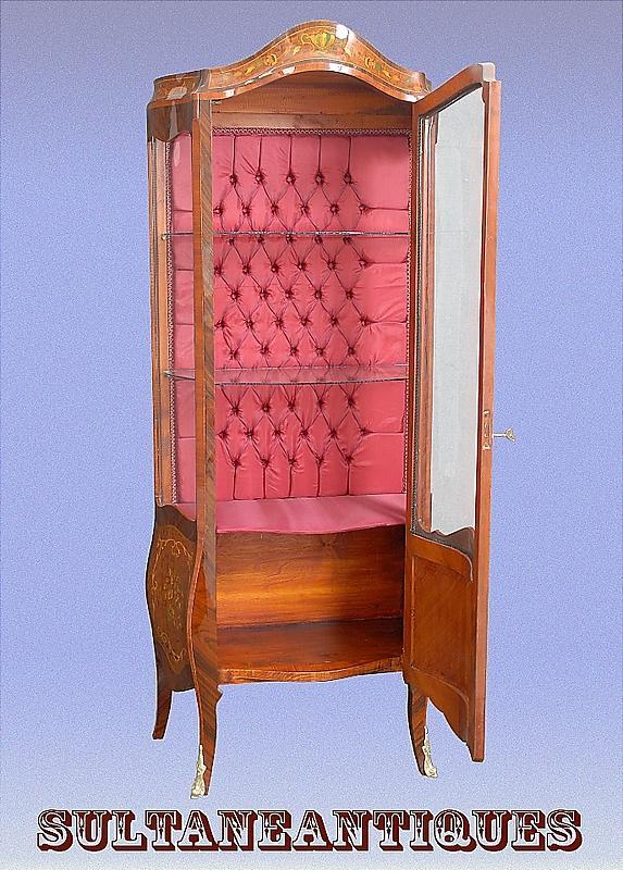 Classy Marquetry Louis XV style China Cabinet.