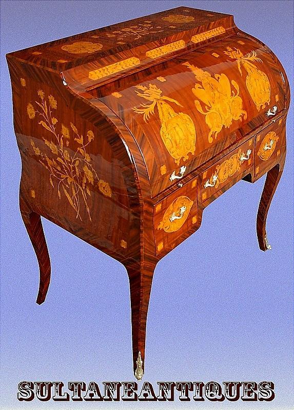 FINE Charles X style Roll top secretaire