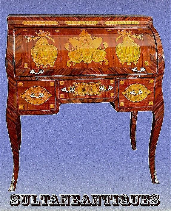 FINE Charles X style Roll top secretaire