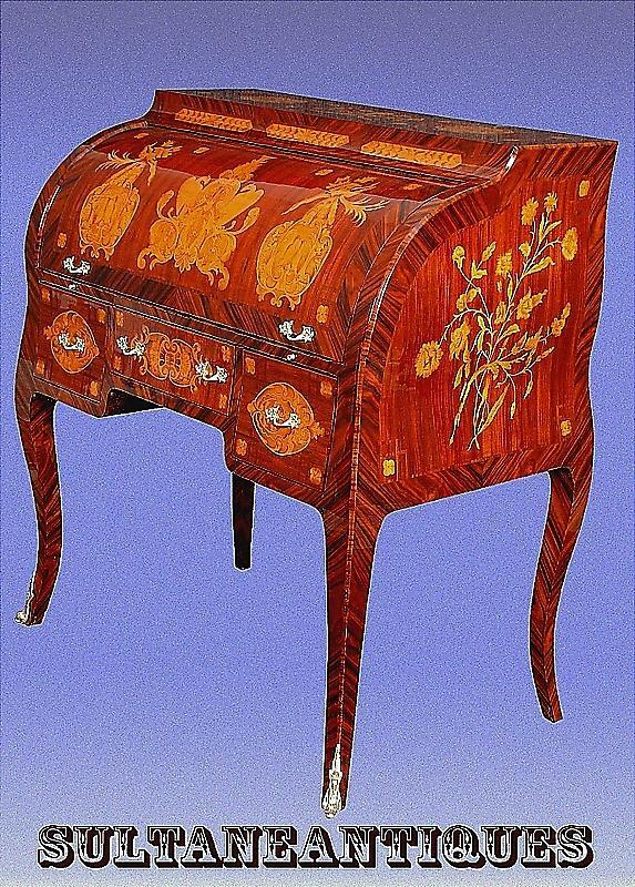 FINE Charles X style Roll top secretaire