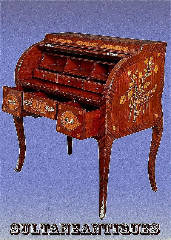 FINE Charles X style Roll top secretaire