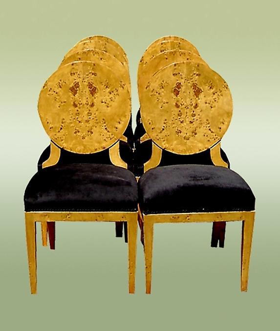 Perfect 8 Biedermeier style French ELM veneered chairs
