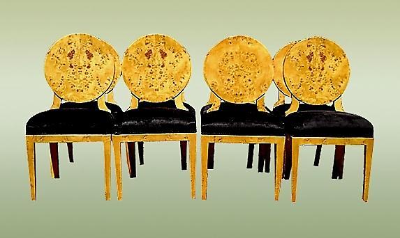 Perfect 8 Biedermeier style French ELM veneered chairs